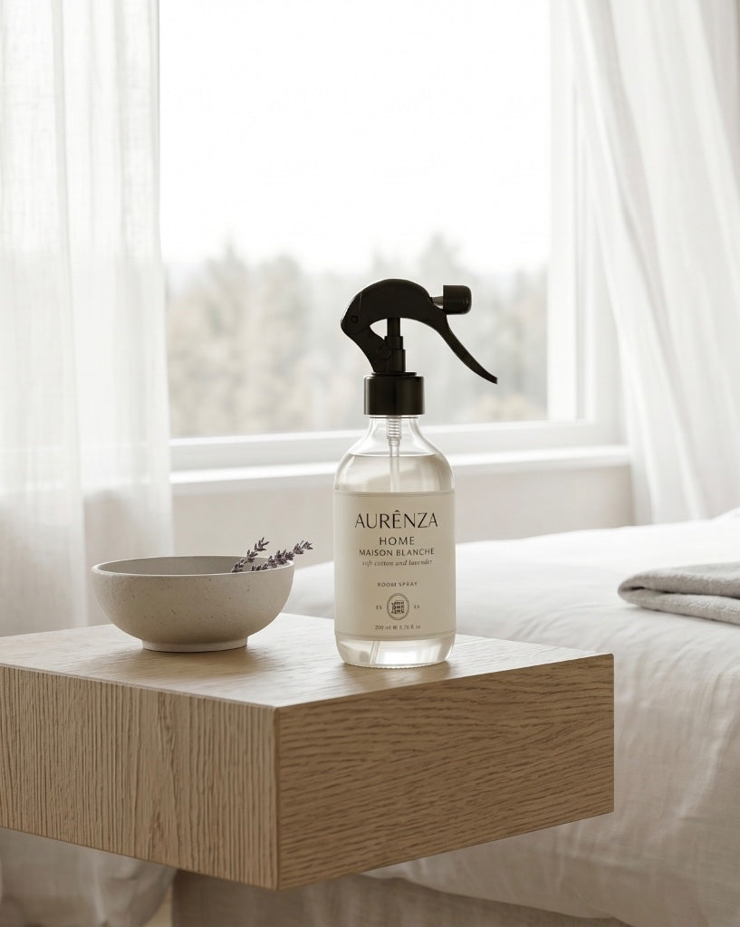 Maison Blanche in a calm, daylight interior with linen and oak details
